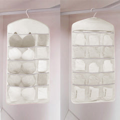 SOGA White Double Sided Hanging Storage Bag Underwear Bra Socks Mesh Pocket Hanger Home Organiser