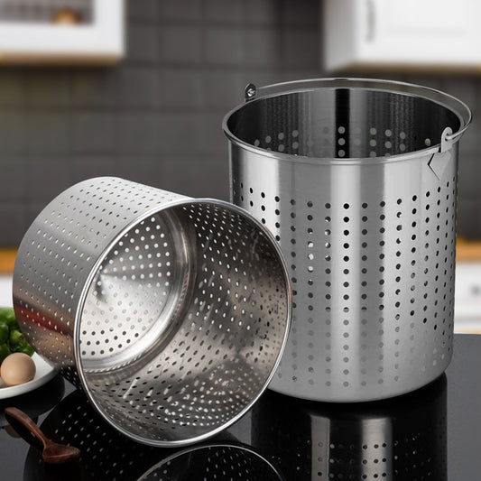 SOGA 130L 18/10 Stainless Steel Stockpot with Perforated Stock pot Basket Pasta Strainer