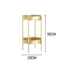 SOGA 2 Layer 50cm Gold Metal Plant Stand Flower Pot Holder Corner Shelving Rack Indoor Display