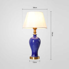 SOGA Blue Ceramic Oval Table Lamp with Gold Metal Base