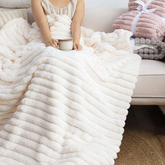 SOGA 2X 150x200cm Throw Blanket Pearl White Premium Milk Velvet Luxuriously Soft Cozy Bedding