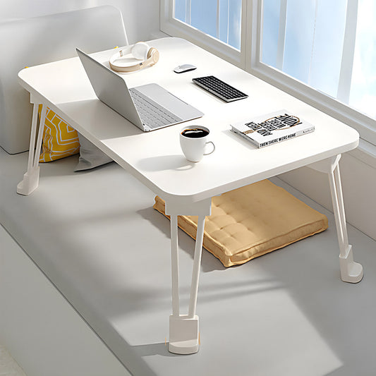 SOGA White Portable Bed Table Adjustable Folding Mini Desk With Cup-Holder Home Decor