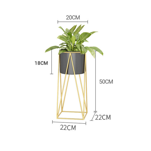 SOGA 4X 50cm Gold Metal Plant Stand with Black Flower Pot Holder Corner Shelving Rack Indoor Display