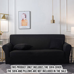 SOGA 2-Seater Black Sofa Cover Couch Protector High Stretch Lounge Slipcover Home Decor