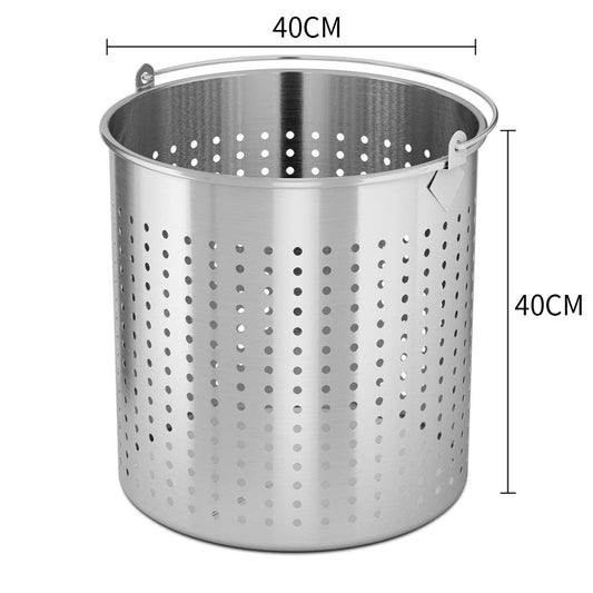 SOGA 2X 50L 18/10 Stainless Steel Perforated Stockpot Basket Pasta Strainer with Handle