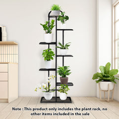 SOGA 2X 7 Tier 8 Pots Black Metal Plant Stand Flowerpot Display Shelf Rack Indoor Home Office Decor