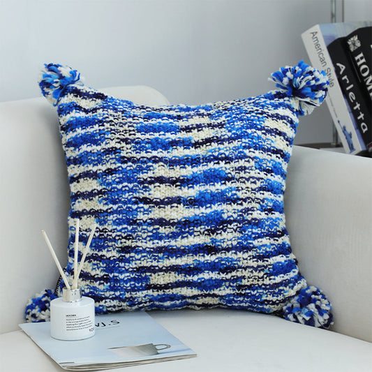 SOGA 45cm Throw Pillow Deep Sea Blue Gradient Dyed Decorative Soft Square for Couch or Bed