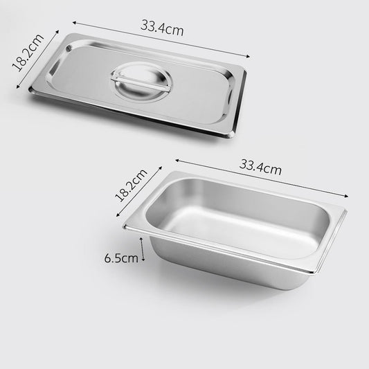 SOGA 12X Gastronorm GN Pan Full Size 1/3 GN Pan 6.5 cm Deep Stainless Steel Tray with Lid