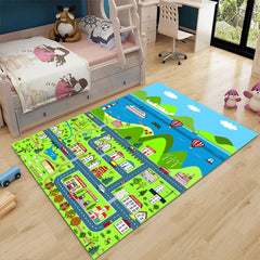 SOGA 120cm Kids Rug Street Map Play Mat Educational Baby Theme Park Area Rugs