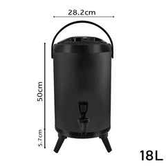 SOGA 18L Stainless Steel Insulated Milk Tea Barrel Hot and Cold Beverage Dispenser Container with Faucet Black