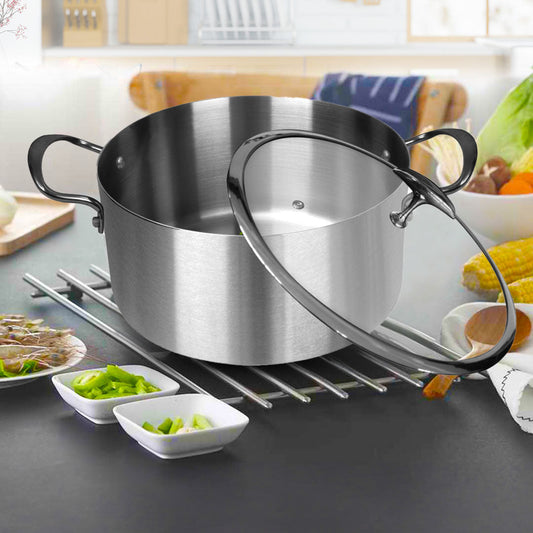 SOGA Dual Burners Cooktop Stove 17L Stainless Steel Stockpot 28cm and 30cm Induction Casserole