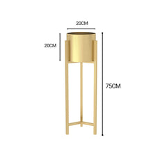 SOGA 75cm Gold Metal Plant Stand with Flower Pot Holder Corner Shelving Rack Indoor Display