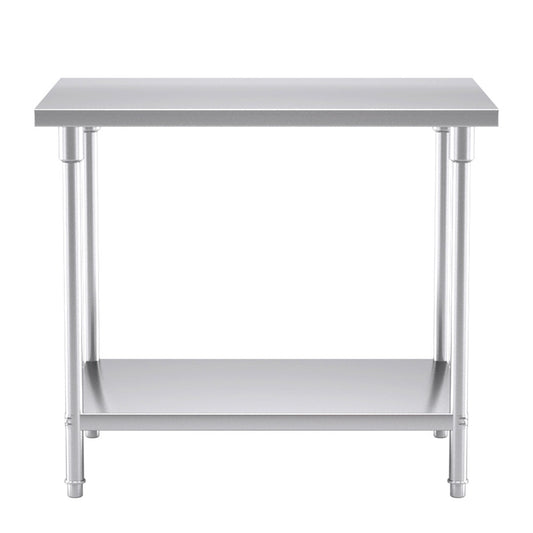 SOGA 2-Tier Commercial Catering Kitchen Stainless Steel Prep Work Bench Table 100*70*85cm