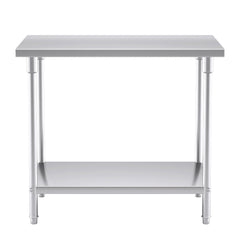 SOGA 2-Tier Commercial Catering Kitchen Stainless Steel Prep Work Bench Table 100*70*85cm