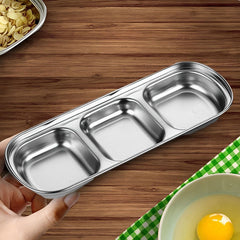 SOGA 26.5cm Silver Sauce Pan with Three Compartments Divided Sauce Dish Kitchen Essential