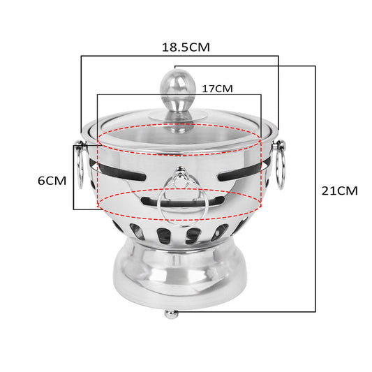 SOGA 2X Stainless Steel Mini Asian Buffet Hot Pot Single Person Shabu Alcohol Stove Burner with Glass Lid