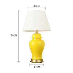 SOGA 4X Oval Ceramic Table Lamp with Gold Metal Base Desk Lamp Yellow