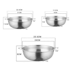 SOGA Stainless Steel Perforated Metal Colander Set Food Strainer Basket Mesh Net Bowl with 2 Handle