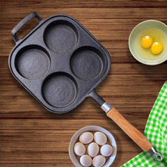 SOGA 2X 4 Mold Cast Iron Breakfast Fried Egg Pancake Omelette Fry Pan