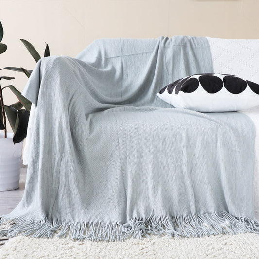 SOGA Grey Acrylic Knitted Throw Blanket Solid Fringed Warm Cozy Woven Cover Couch Bed Sofa Home Decor