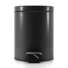 SOGA 4X Foot Pedal Stainless Steel Rubbish Recycling Garbage Waste Trash Bin Round 12L Black