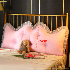 SOGA 180cm Pink Princess Bed Pillow Headboard Backrest Bedside Tatami Sofa Cushion with Ruffle Lace Home Decor