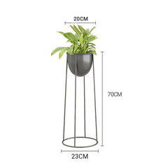 SOGA 4X 70cm Round Wire Metal Flower Pot Stand with Black Flowerpot Holder Rack Display