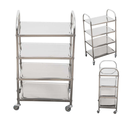 SOGA 2X 4 Tier 860x540x1170 Stainless Steel Kitchen Dining Food Cart Trolley Utility