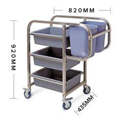 SOGA 82x43x92cm Square 3 Tier Food Trolley Food Waste Cart Five Buckets Kitchen Food Utility