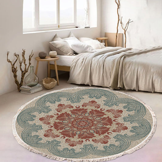 SOGA 90cm Mandala Round Rug Boho Design Hippie Area Rug Anti-slip Doormat Home Decor