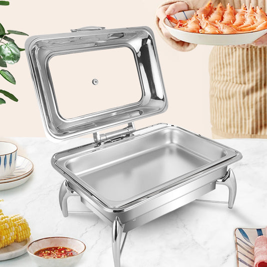 SOGA 2X Stainless Steel Rectangular Chafing Dish Tray Buffet Cater Food Warmer Chafer with Top Lid