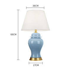 SOGA 4X Oval Ceramic Table Lamp with Gold Metal Base Desk Lamp Blue