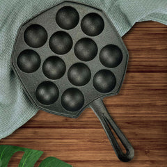 SOGA 2X 18CM Cast Iron Takoyaki Fry Pan Octopus Balls Maker 12 Hole Cavities Grill Mold