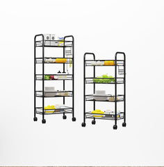 SOGA 2X 4 Tier Steel Black Bee Mesh Kitchen Cart Multi-Functional Shelves Storage Organizer with Wheels