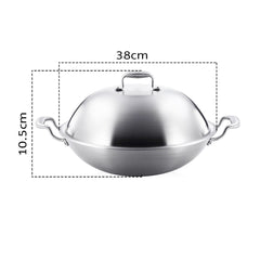 SOGA 3-Ply 38cm Stainless Steel Double Handle Wok Frying Fry Pan Skillet with Lid