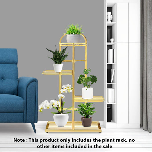 SOGA 2X 4 Tier 5 Pots Gold Metal Plant Stand Flowerpot Display Shelf Rack Indoor Home Office Decor