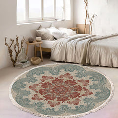 SOGA 2X 90cm Mandala Round Rug Boho Design Hippie Area Rug Anti-slip Doormat Home Decor