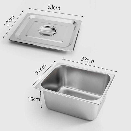 SOGA Gastronorm GN Pan Full Size 1/2 GN Pan 15cm Deep Stainless Steel With Lid