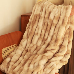 SOGA 150x200cm Throw Blanket Camel Brown Double Layer Rabbit Fur Cozy Comfort with Stylish Decor