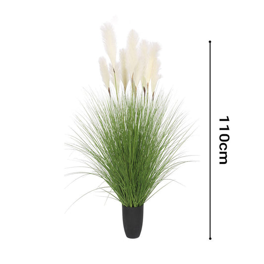 SOGA 110cm Artificial Indoor Potted Reed Bulrush Grass Tree Fake Plant Simulation Decorative