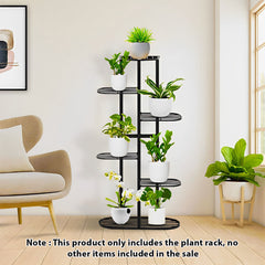 SOGA 6 Tier 7 Pots Black Metal Plant Rack Flowerpot Storage Display Stand Holder Home Garden Decor