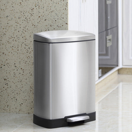 SOGA 2X Foot Pedal Stainless Steel Rubbish Recycling Garbage Waste Trash Bin Rectangular Shape 12L Silver