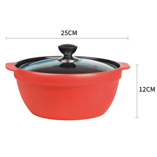 3.5L Ceramic Casserole Stew Cooking Pot with Glass Lid Yellow