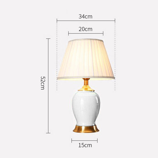 SOGA 2X Ceramic Oval Table Lamp with Gold Metal Base Desk Lamp White