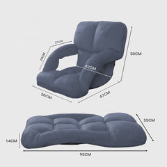 SOGA Foldable Lounge Cushion Adjustable Floor Lazy Recliner Chair with Armrest Grey