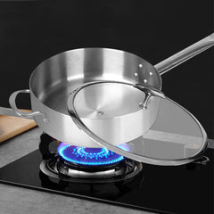 SOGA 2X 26cm Stainless Steel Saucepan Sauce pan with Glass Lid and Helper Handle Triple Ply Base Cookware