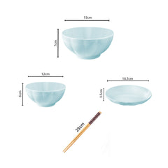 SOGA Light Blue Japanese Style Ceramic Dinnerware Crockery Soup Bowl Plate Server Kitchen Home Decor Set of 12