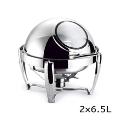 SOGA 6.5L Stainless Steel Round Soup Tureen Bowl Station Roll Top Buffet Chafing Dish Catering Chafer Food Warmer Server