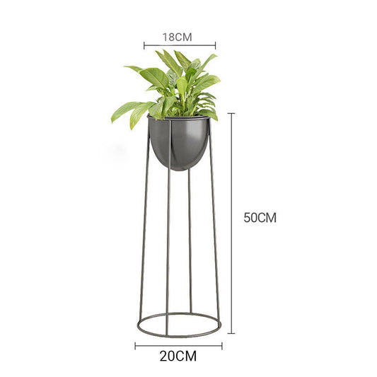 SOGA 2X 50cm Round Wire Metal Flower Pot Stand with Black Flowerpot Holder Rack Display