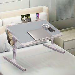 SOGA 70X45cm Grey Small Laptop Bed Portable Foldable Study Table Adjustable